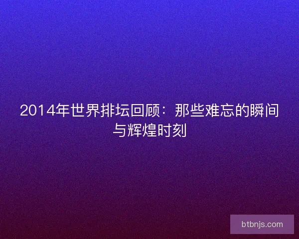 2014年世界排坛回顾:那些难忘的瞬间与辉煌时刻 2014年世界排坛回顾:那些难忘的瞬间与辉煌时刻